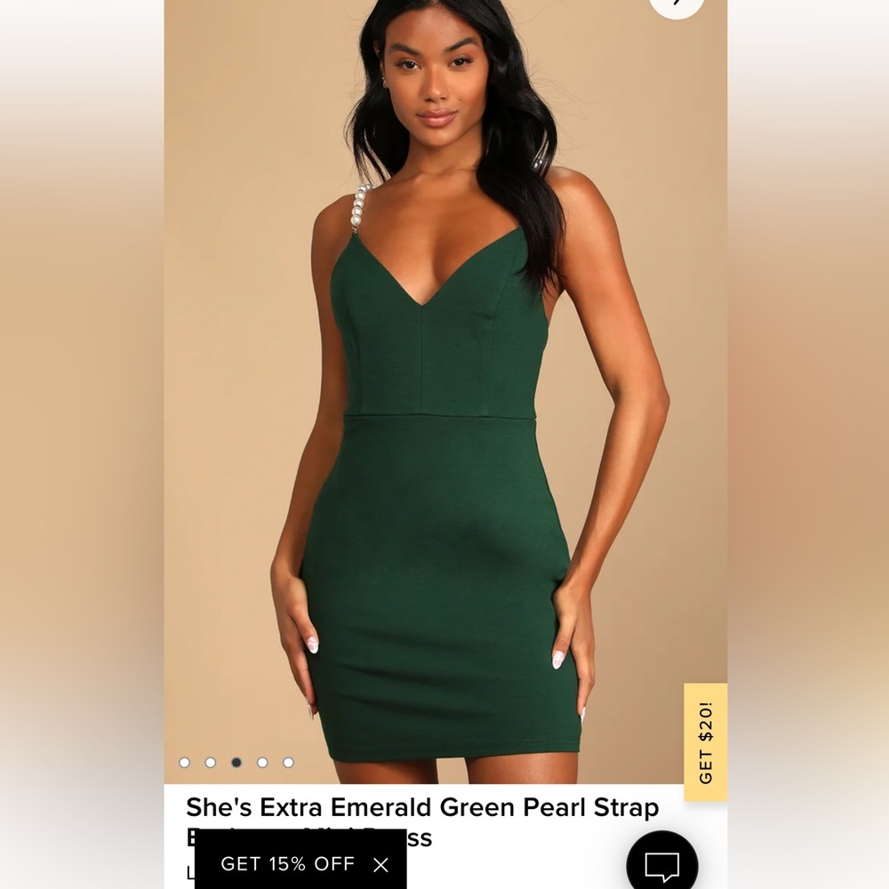 Lulu’s Green Pearl Strap Mini Dress